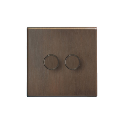 Morpheus Screwless Dimmer Switch 2 gang dimmer switch 400 watt 2 way Chocolate Bronze
