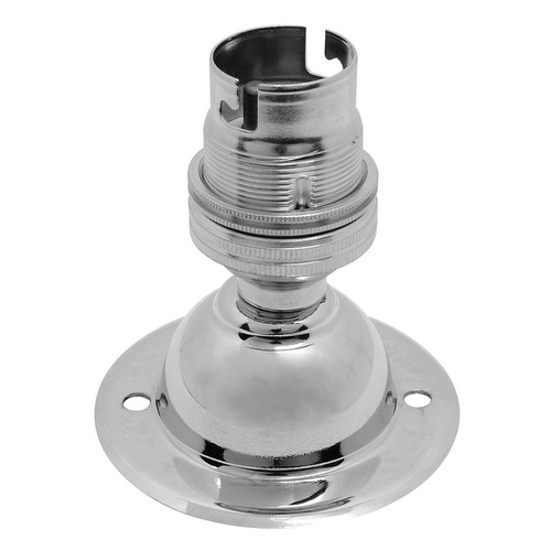 Screw Fix Unswitched Lamp Holder 65mm Domed Nickel BC / B22