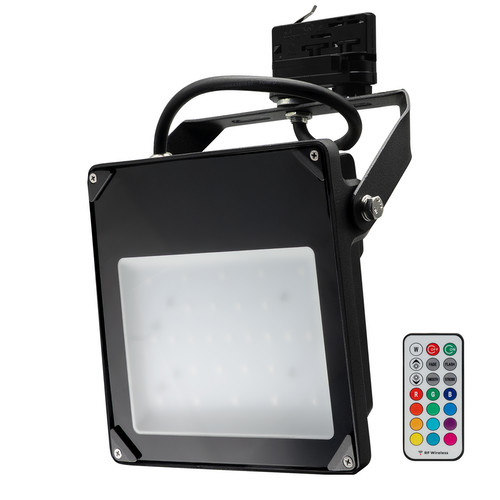 LED Black RF Three Circuit Track Floodlight 240V 30W RGB