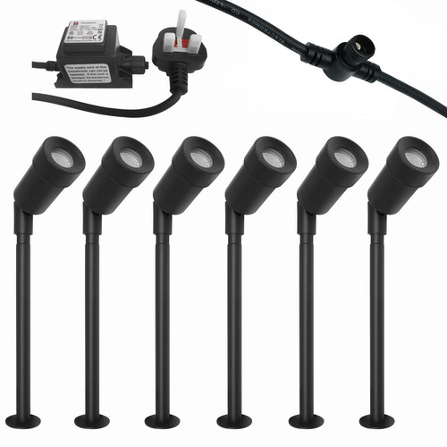 LED Spike Kit Black 12V 6 x 1W 4000K Cool White