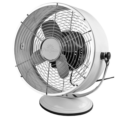 Retro Desk Fan Gloss White Aluminium