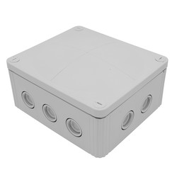 Waterproof Empty Junction Box M20 / M25 (160x140x81mm) 10 Ways Threaded Membrane & Knockouts Grey