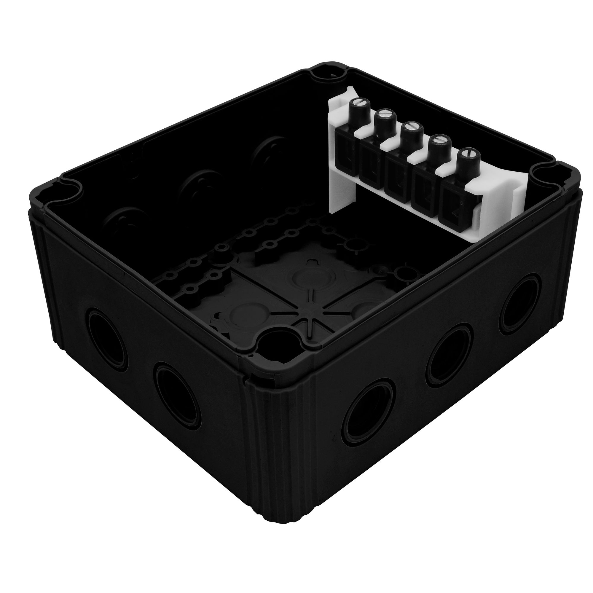 Waterproof Junction Box (160mm) 10 Way Black Mr Resistor Lighting
