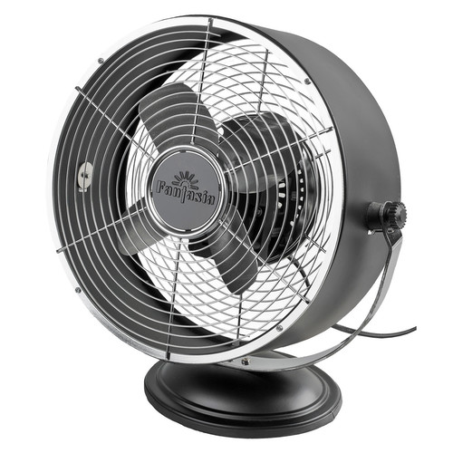 Retro Desk Fan Matt Black Aluminium