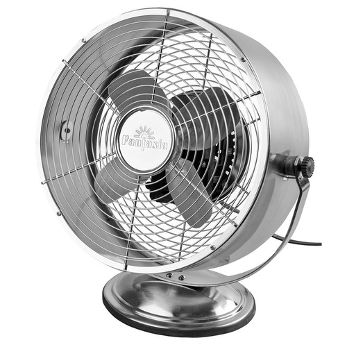 Retro Desk Fan Brushed Nickel Aluminium