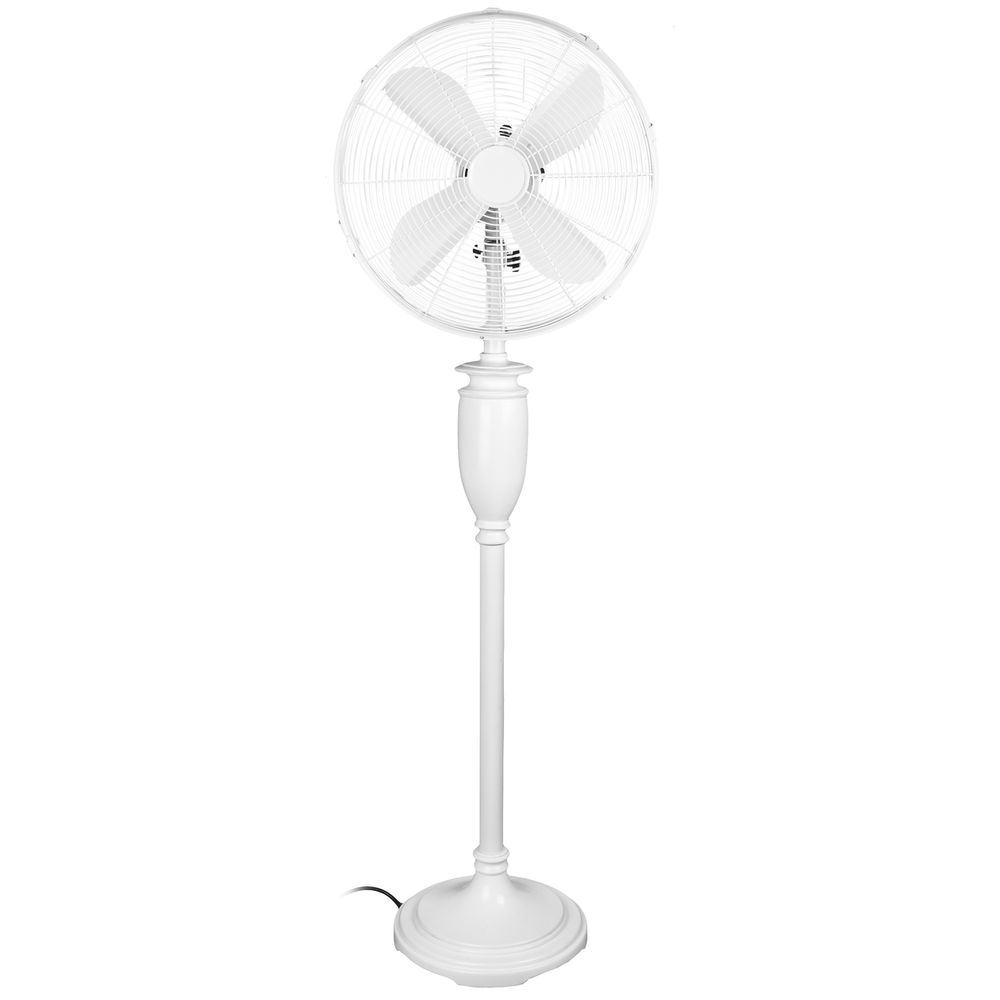 Sander Fans Oscillating Free-Sanding Pedestal Retro Floor Fan Gloss White 16'' (40 ...