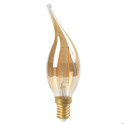 LED Bent tip Amber Candle Lamp E14 200lm CV4 2W 2700K Warm White
