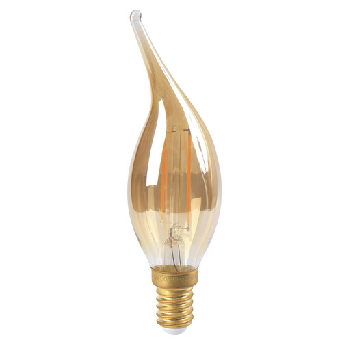 LED Bent tip Amber Candle Lamp E14 200lm CV4 2W 2700K Warm White