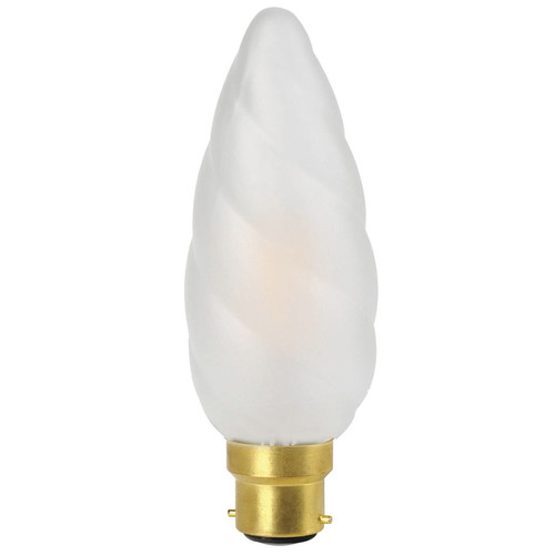 LED Twisted Matt Satin Candle Lamp BC 420lm Switching 4W 2700K Warm White