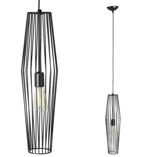 Cage Long Pendant Light 60W Black