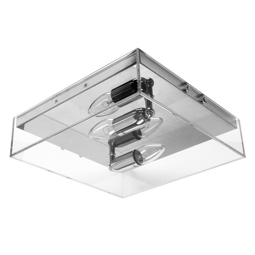 Square Double Clear Glass Flush Ceiling Light E14 240V Clear Glass 2 x 40W