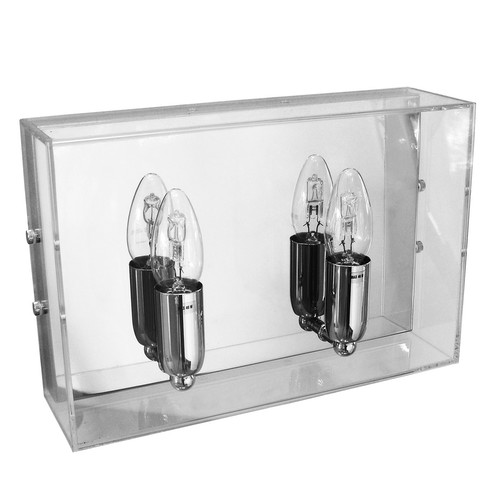 Square Clear Glass Wall Light E14 240V Clear Glass 2 x 40W