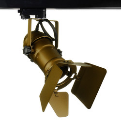 GU10 Theatre Three Circuit Track + Barn Doors Light 240V 50W Bronze