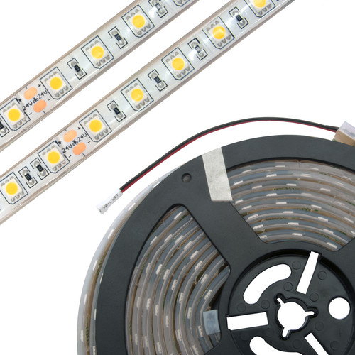 LED Strip Flexible Tape Ultra Waterproof IP68 5m (60xSMD 5050 LEDs/m) 24V 72W (1m=14.4W) Warm White 2700K