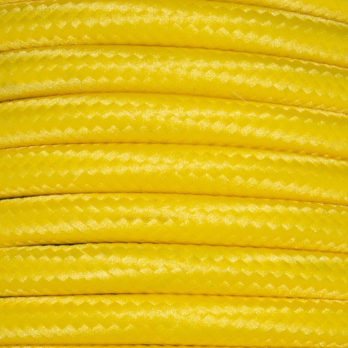 Braided Cloth Round Flex 3 Core Cable 0.75mm² Yellow
