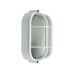 Oval Grill Bulkhead Outdoor Garden Wall Light White 60W
