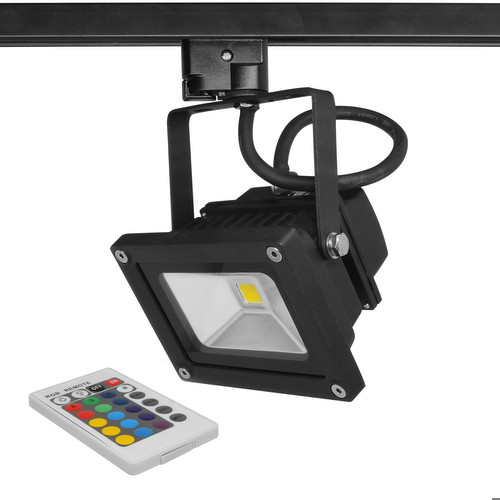 Black LED Single Circuit Track Floodlight 240V 10W (=100W) RGB