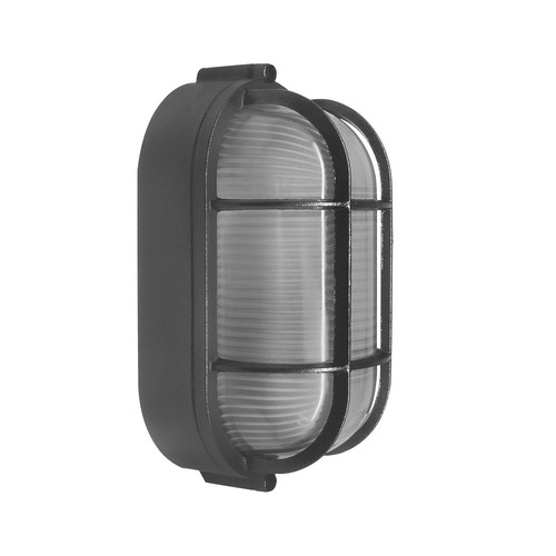 Oval Grill Bulkhead Outdoor Garden Wall Light Dark Grey 60W
