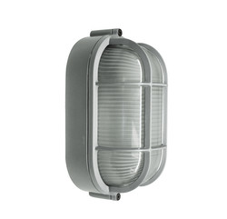 Oval Grill Bulkhead Outdoor Garden Wall Light Silver 60W