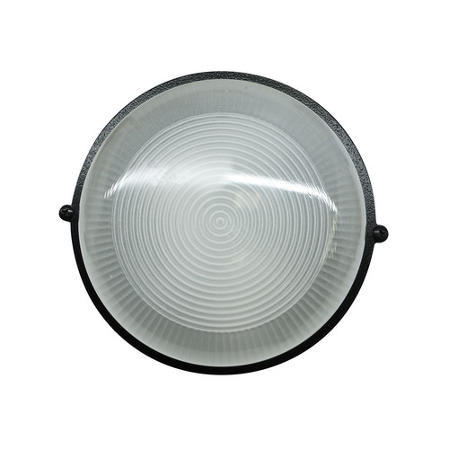 Round Bulkhead Outdoor Garden Wall Light Black 60W
