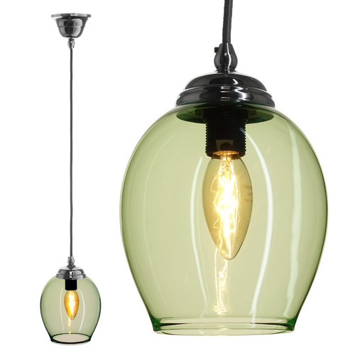 Polla Glass Pendant 40W Ice Green / Chrome