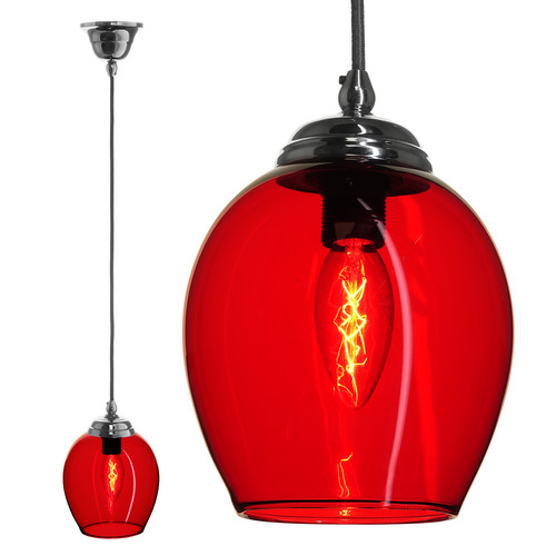 Polla Glass Pendant 40W Rouge Red / Chrome