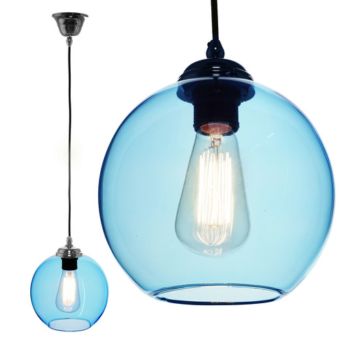 Modica Glass Pendant 60W Baby Blue / Chrome