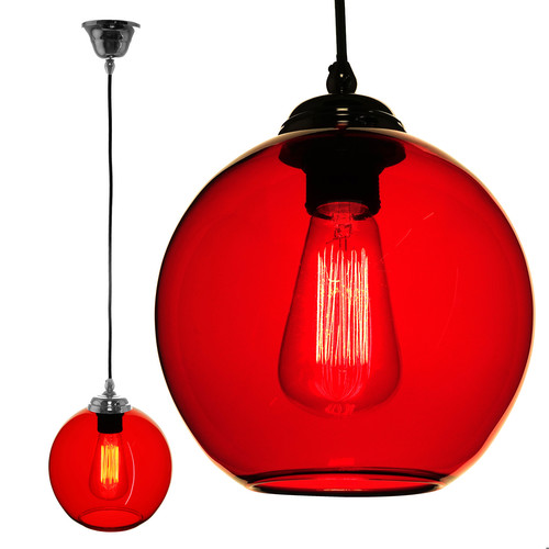 Modica Glass Pendant 60W Rouge Red / Chrome