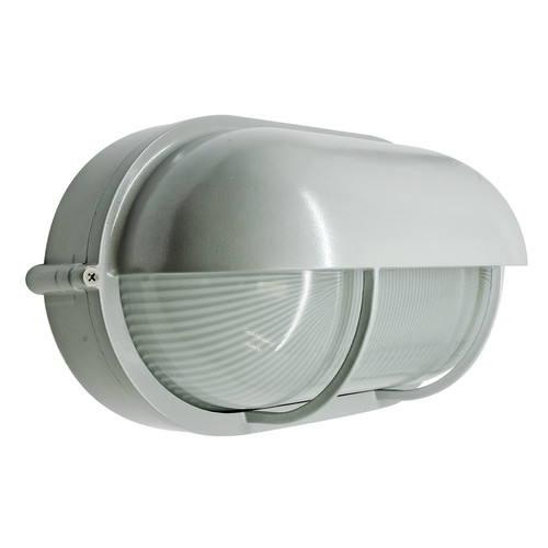 Oval Eyelid E27 Bulkhead Exterior Light Silver 75W