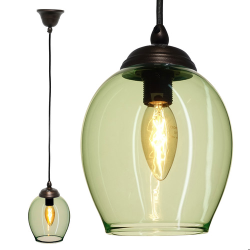 Polla Glass Pendant 40W Ice Green / Antique Bronze
