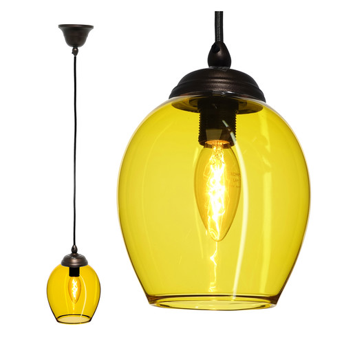 Polla Glass Pendant 40W Yellow / Antique Bronze