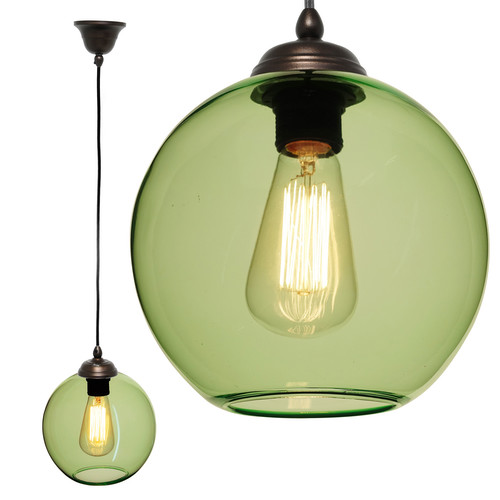 Modica Glass Pendant 60W Ice Green / Antique Bronze