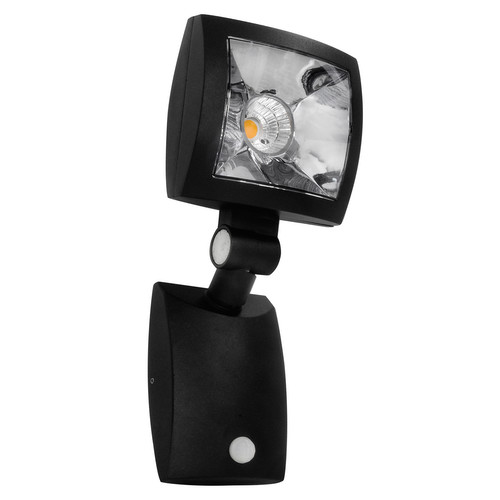 LED Flood PIR Large 12W Black 3000K Warm White