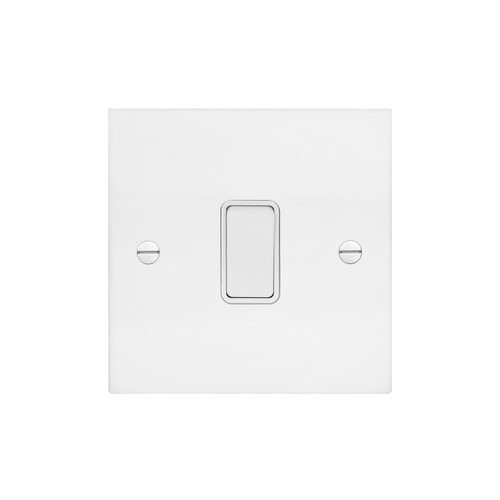 Rocker Switch 1 gang intermediate Matt White