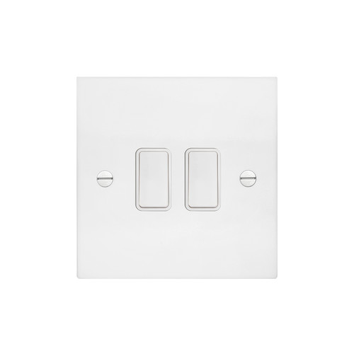 Rocker Switch 2 gang 10 amp 2 way Matt White