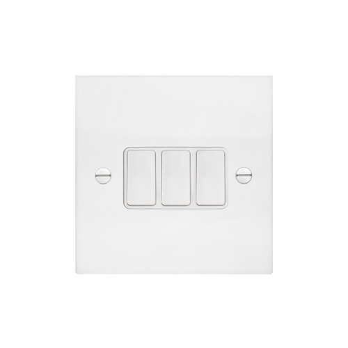 Rocker Switch 3 gang 10 amp 2 way Matt White