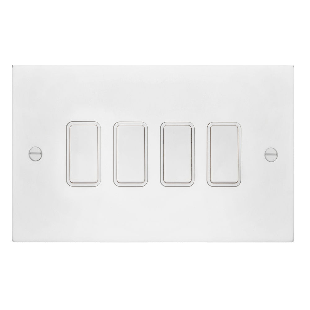 Rocker Switch 4 gang 10 amp 2 way Matt White | Mr Resistor Lighting