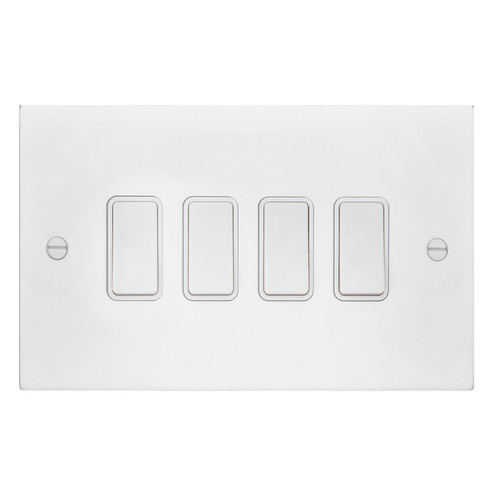 Rocker Switch 4 gang 10 amp 2 way Matt White