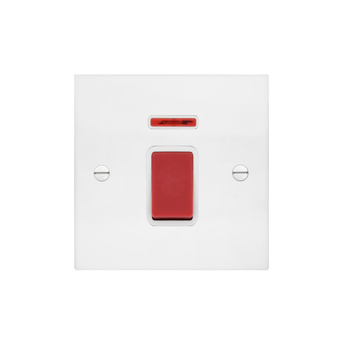 Cooker Switch 1 gang 20 amp double pole neon Matt White