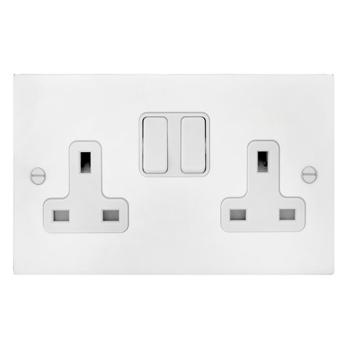 Wall Socket 2 gang 13 amp switch socket outlet Matt White