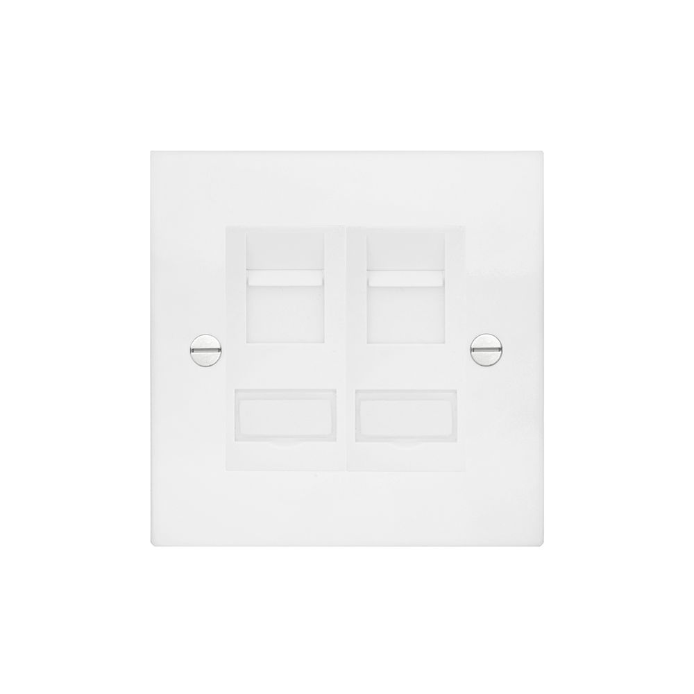 Communications Socket 2 gang RJ45 cat 6 socket Matt White | Mr Resistor ...
