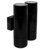 Smooth Double Pillar Up & Down Outdoor Garden Wall Light 240V Black 4 x 35W