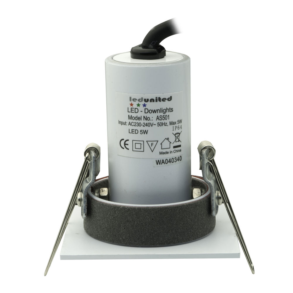 Blaze Square Fire Rated Adjustable LED Downlight Warm White (3000K) 5W (=50W) White — view 2