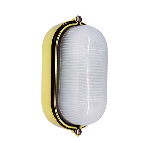 Oval Bulkhead Outdoor Garden Wall Light Brass 60W