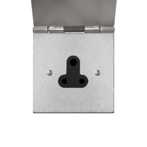 Horizon Square Floor Socket 1 gang 5 amp unswitched Satin Stainless Steel