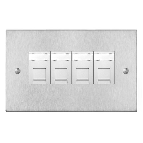 Horizon Square Communications Socket 2 gang RJ45 cat 6 Satin Stainless Steel