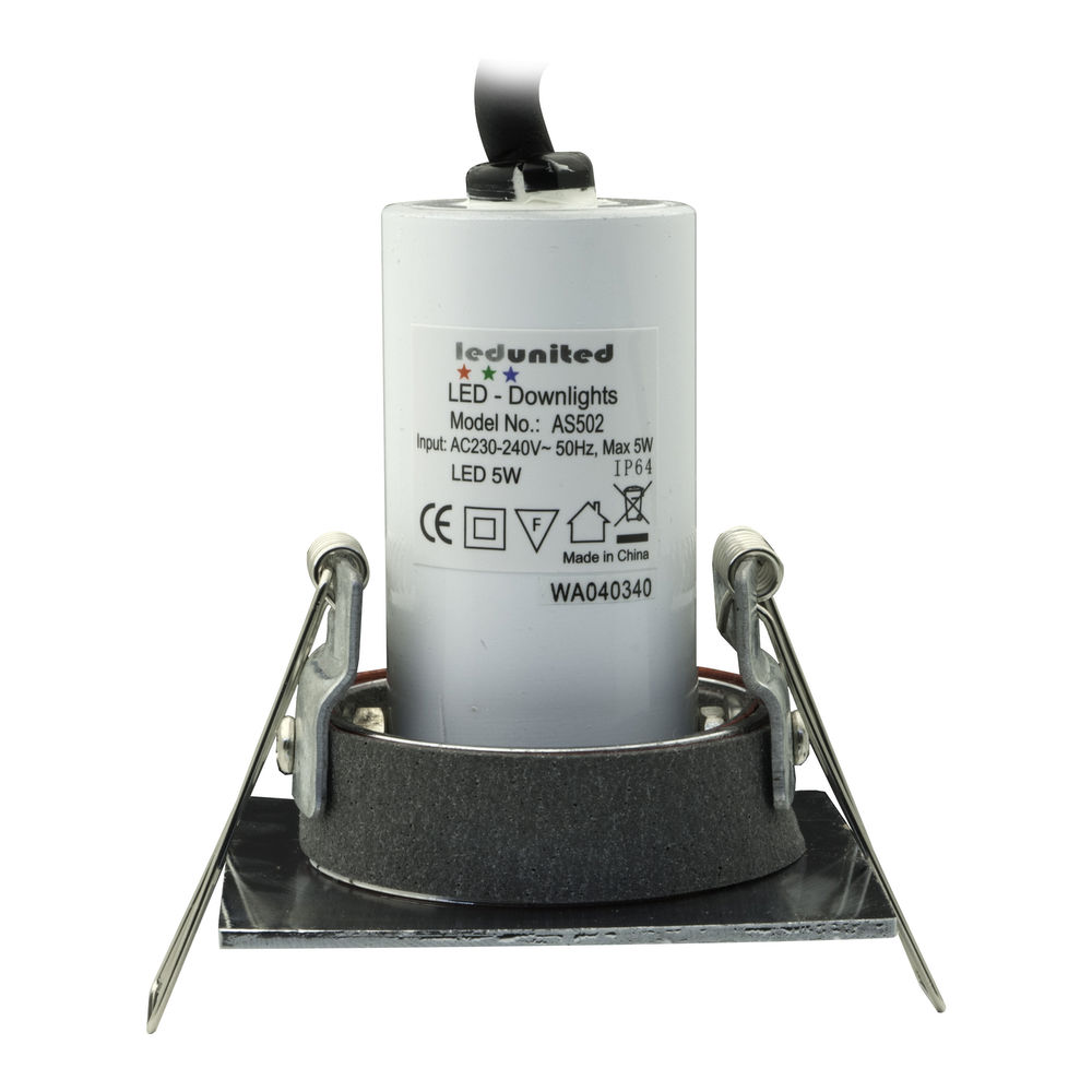 Blaze Square Fire Rated Adjustable LED Downlight Warm White (3000K) 5W (=50W) Chrome — view 2