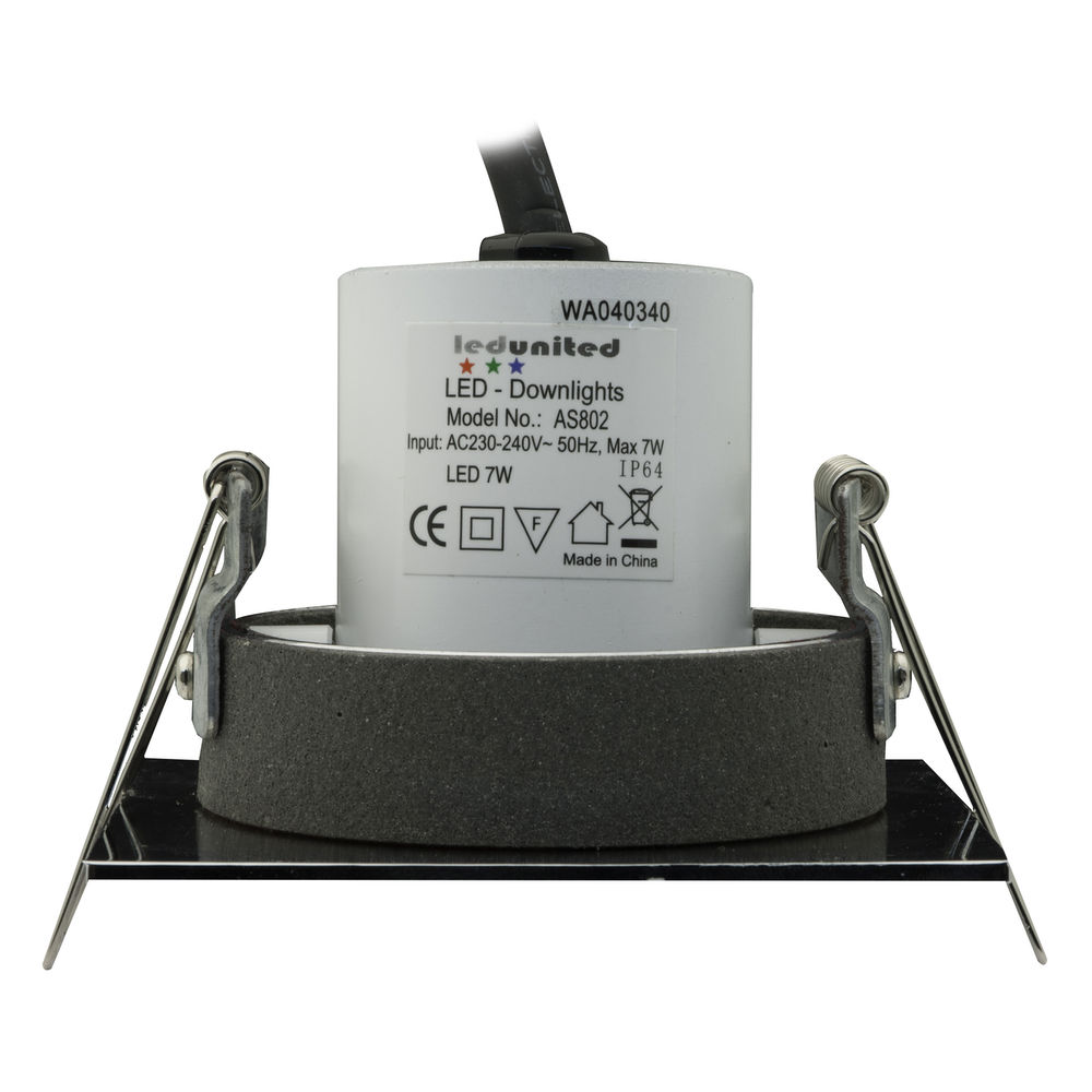 Blaze Square Fire Rated Adjustable LED Downlight Warm White (3000K) 7W (=75W) Chrome — view 2
