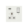 Horizon Square Switched Socket Outlet with USB-A Charger 1 gang 13 amp Primed White