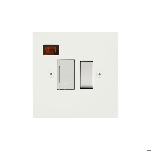 Horizon Square Fuse Spur 1 gang 13 amp switched neon Primed White